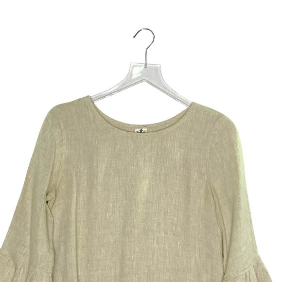 Crown Linen Designs XS Oversized A Line Ruffle Top 100% Linen Lagenlook *flaw - Picture 4 of 11